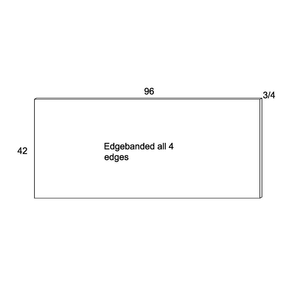 Long Panel Overlay diagram, 96"W x 42"H x 3/4"D