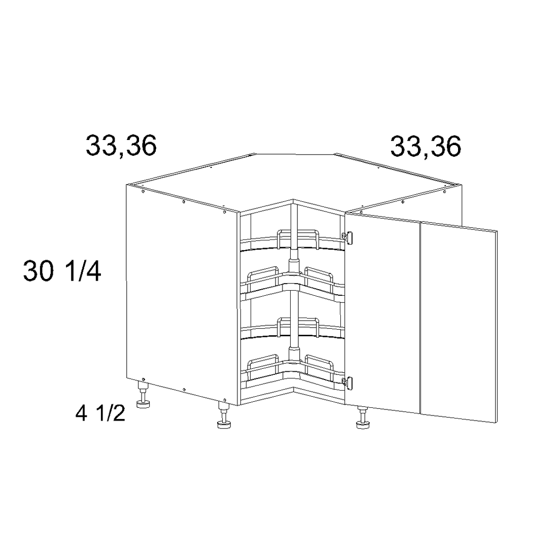 Cabinet diagram — Base Easy Reach Cabinet with Lazy Susan – LSB36
