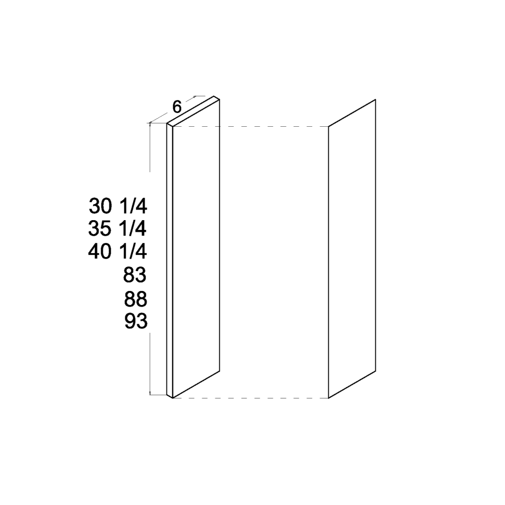 Overlay Filler diagram, 5-7/8"W x 30-1/4"H x 3/4"D