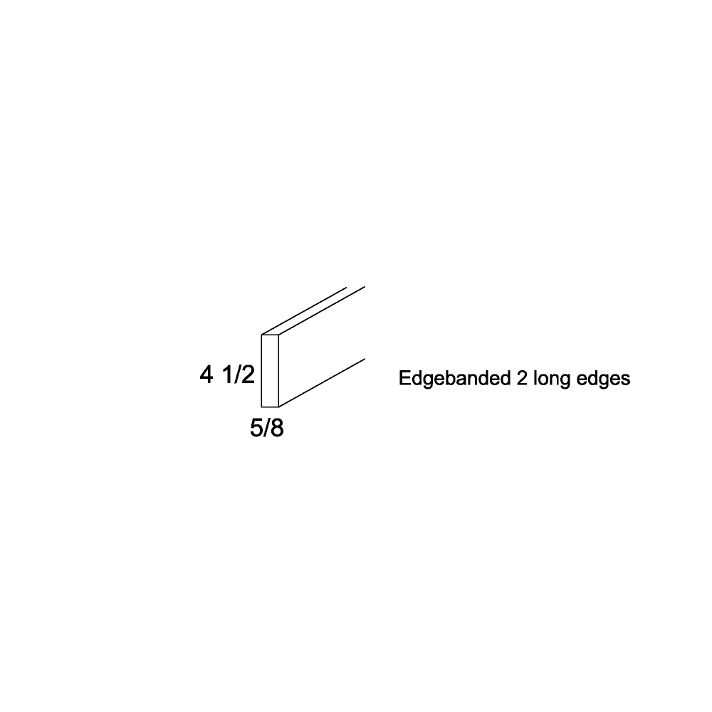 Toe Kick Cover diagram, 96"W x 4-1/2"H x 5/8"D