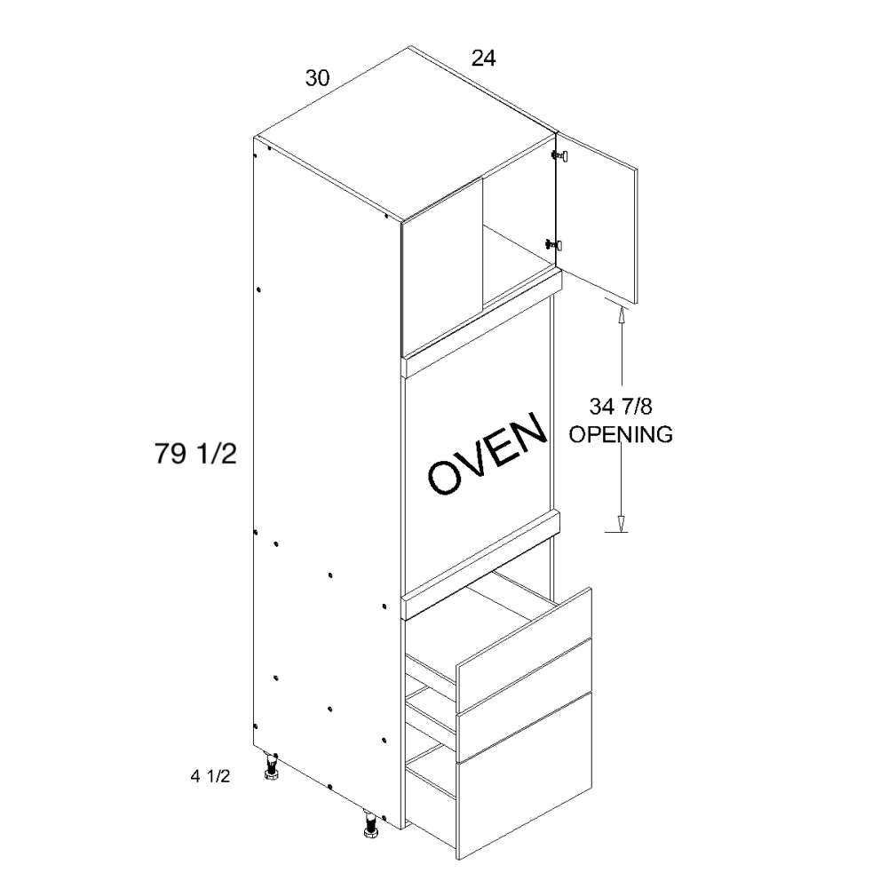 Tall oven cabinet diagram