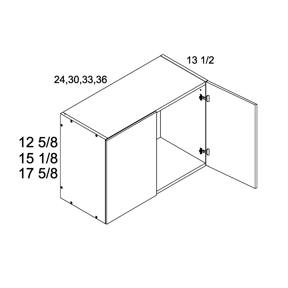 Cabinet diagram — 17-5/8 in H Double Door Wall Cabinet – W3618