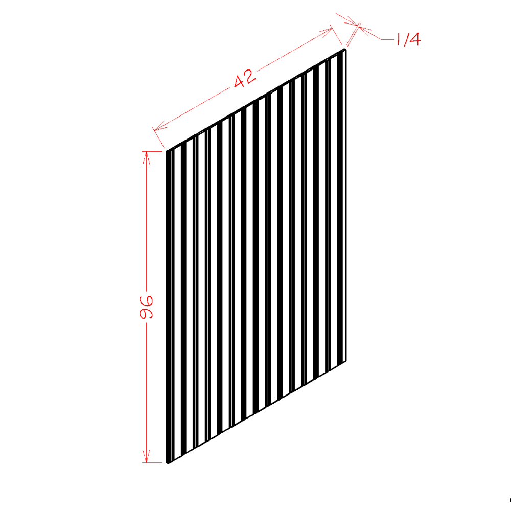 Beadboard Finished Veneer Panel cabinet diagram, Shaker Cinder Cinder-BBFPV4296
