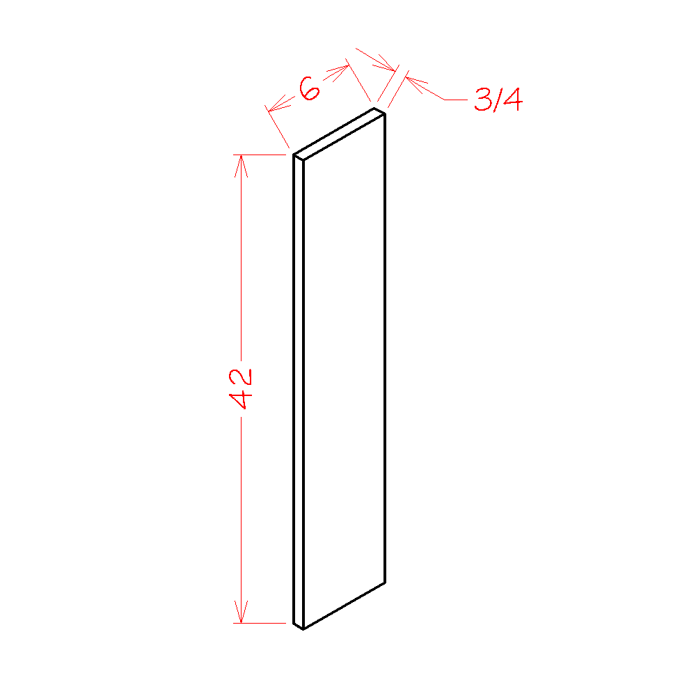 ANTIQUE WHITE 6"W FILLER - 6"W X 42"H X 3/4"D (SA, CW) – Antique White-F642 diagram