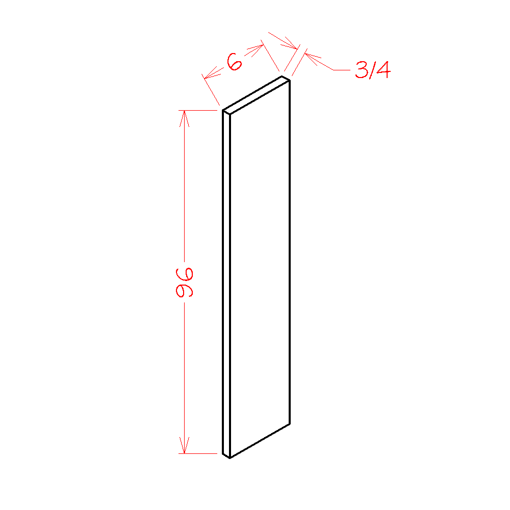 6"W Tall Filler cabinet diagram, Shaker Dove Dove-F696