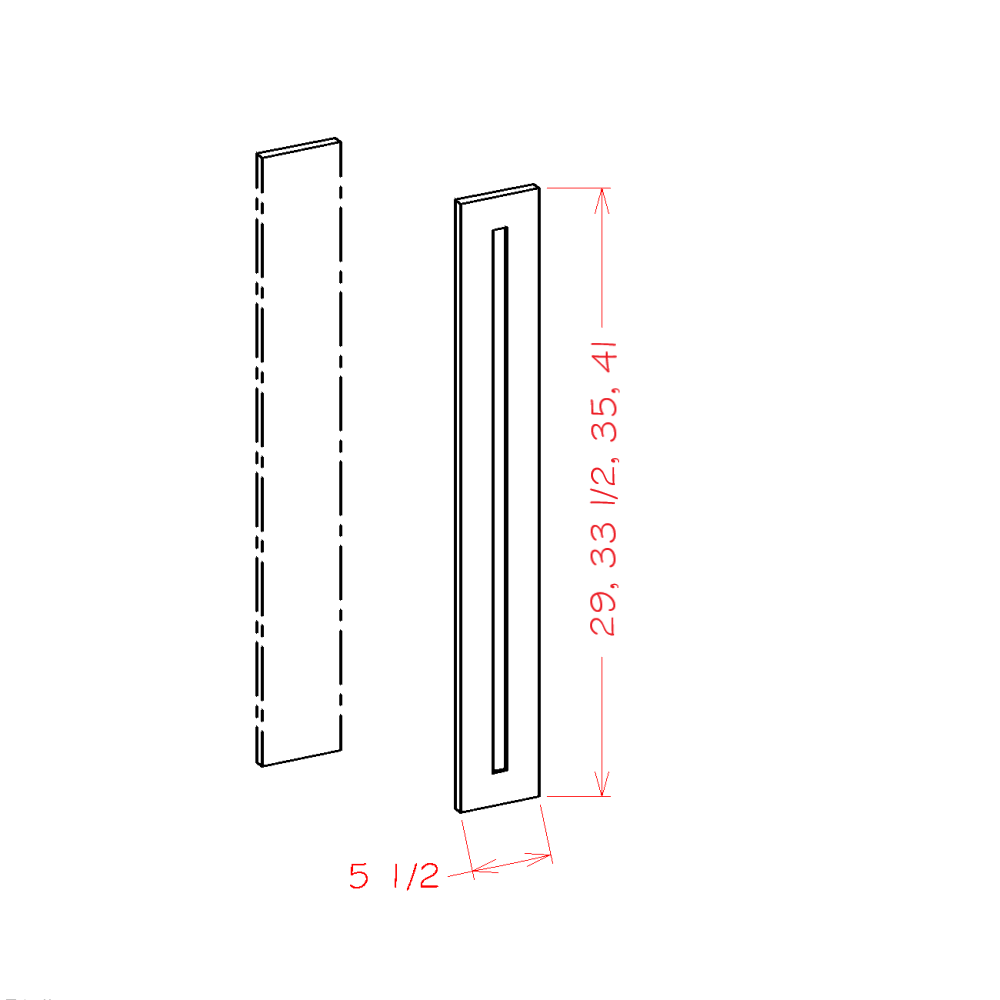 Haven Sage-FOL642 - 42"H Overlay Filler — cabinet dimension diagram