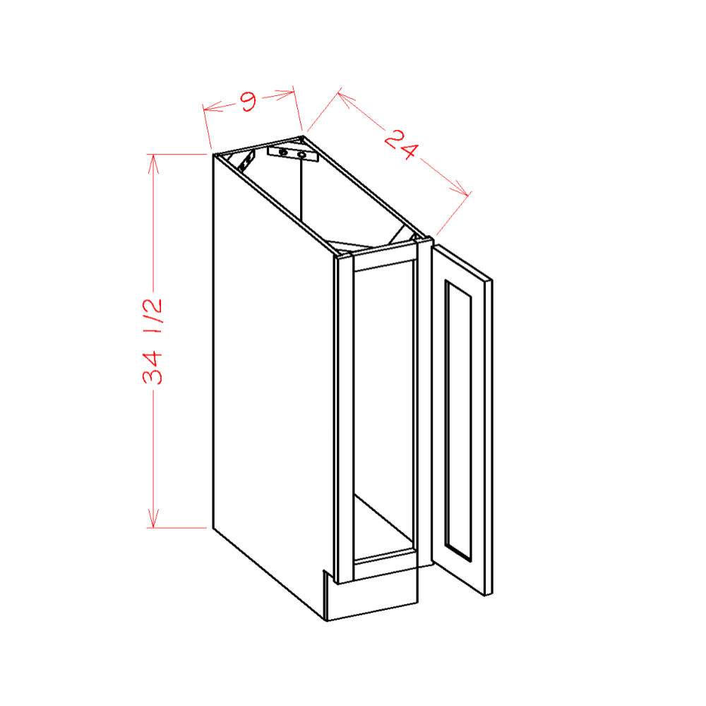 Tray Base cabinet diagram, Shaker Dove SD-BT9