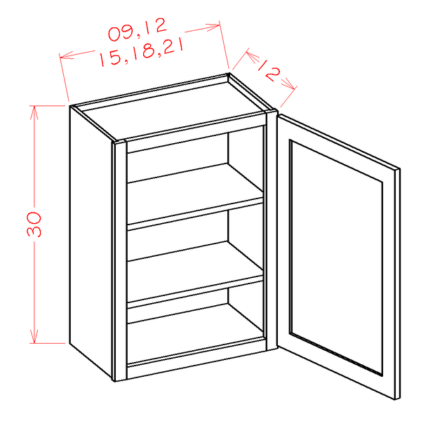 Haven Sage-W1830 - Single Door Wall Cabinet — cabinet dimension diagram