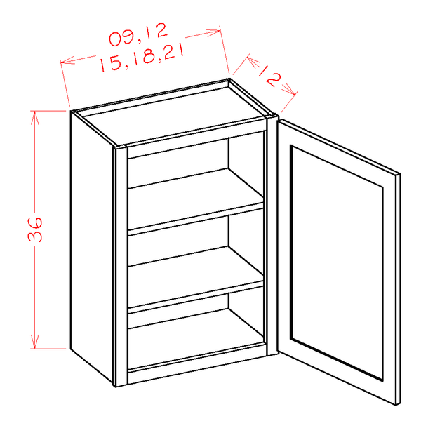 Haven Sage-W2136 - Single Door Wall Cabinet — cabinet dimension diagram