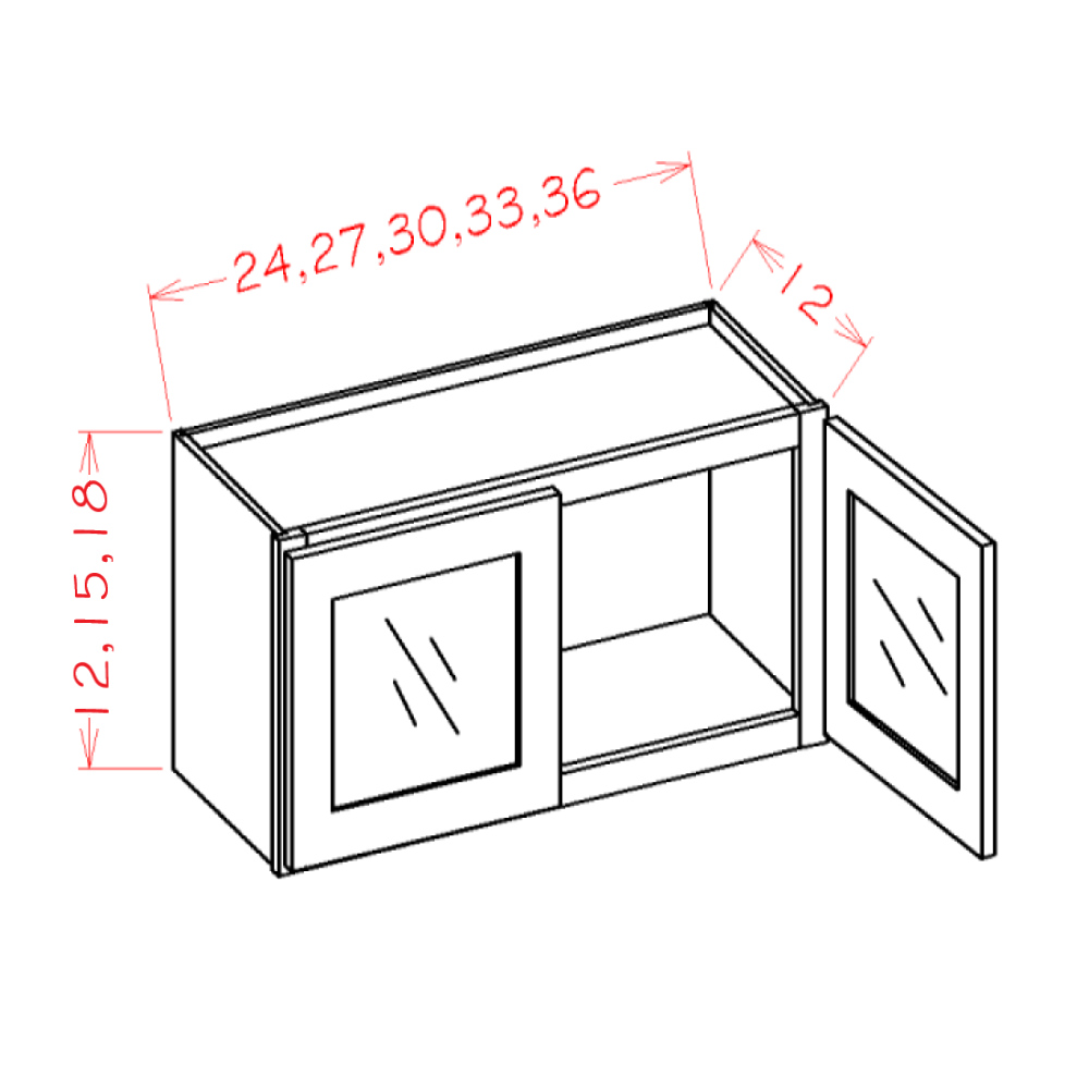 Haven Sage-W2715GD - Glass Door Stacker Cabinets — cabinet dimension diagram