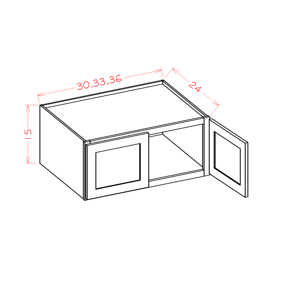 15" High Wall Refrigerator Cabinets cabinet diagram, Shaker Black SB-W301524
