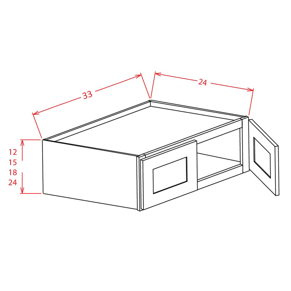 15" High Wall Refrigerator Cabinets cabinet diagram, Shaker White SW-W301524