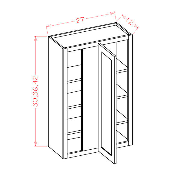 Wall Blind Corner Cabinets cabinet diagram, Shaker White SW-WBC2736