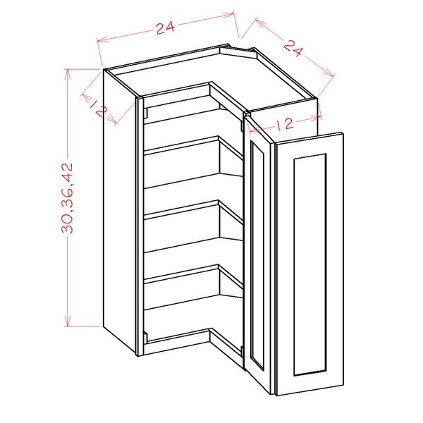 Wall Easy Reach Cabinets cabinet diagram, Shaker White SW-WER2430