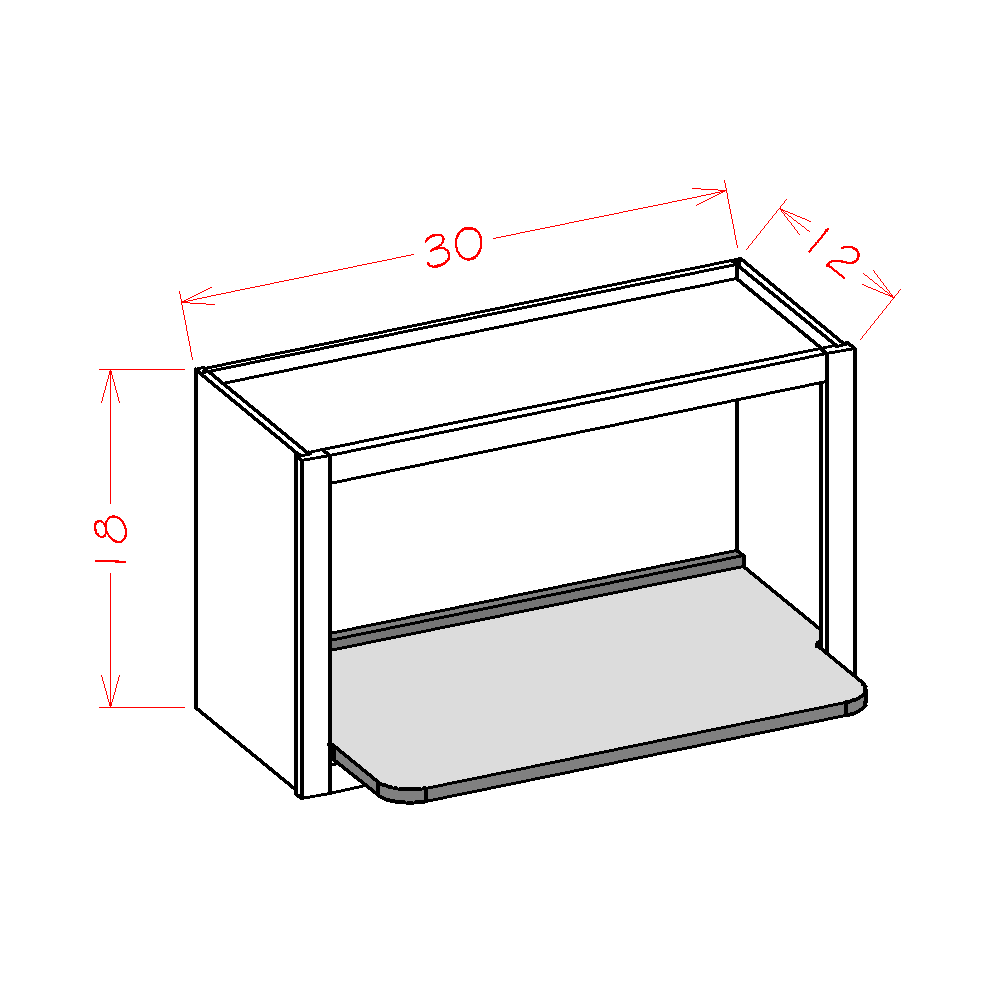 Wall Microwave Shelf Insert cabinet diagram, Shaker Cinder Cinder-WMSSHELF