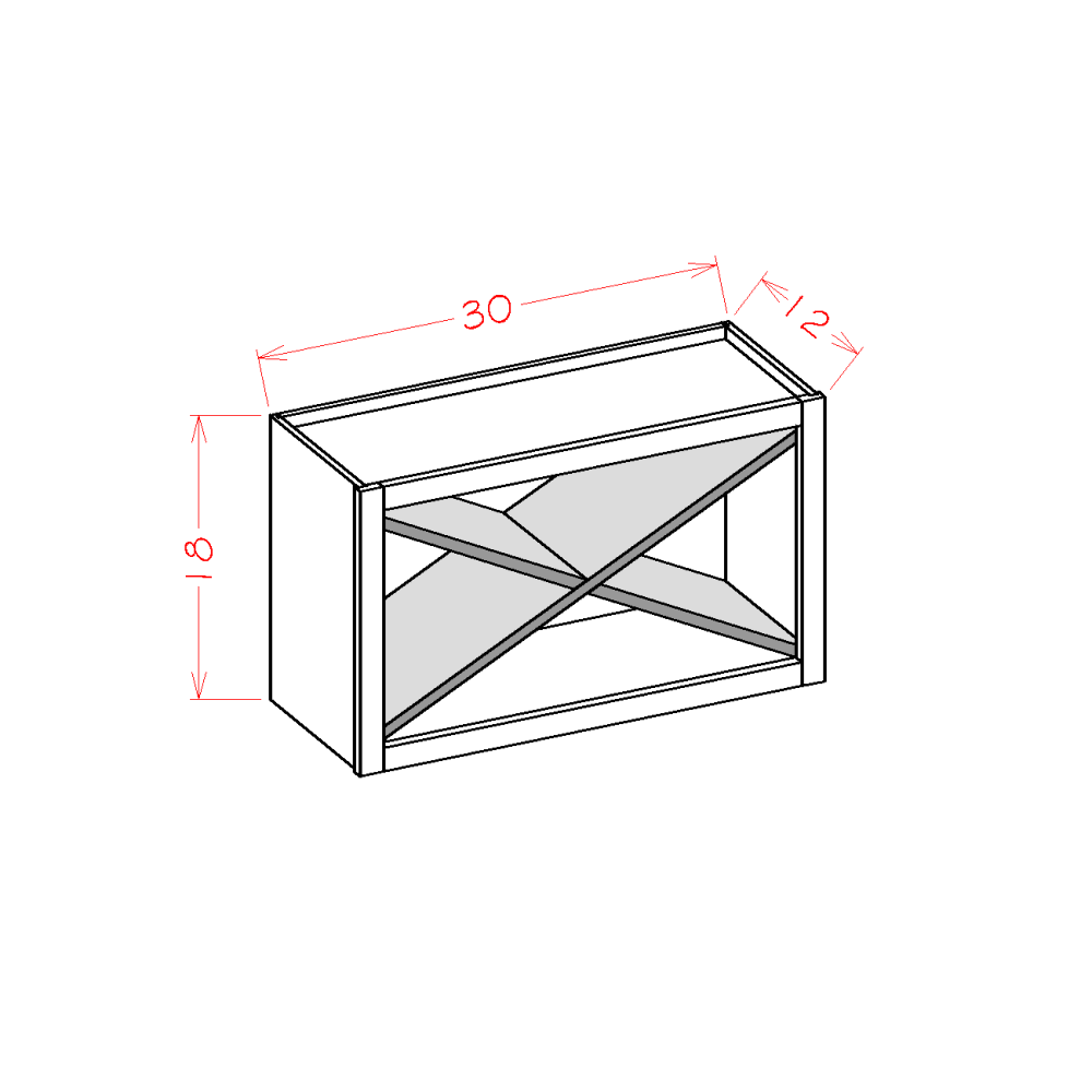 Oxford Toffee Wine X Rack Shelf Insert - 26-1/2"W x 14-1/2"H x 11"D (OT) diagram