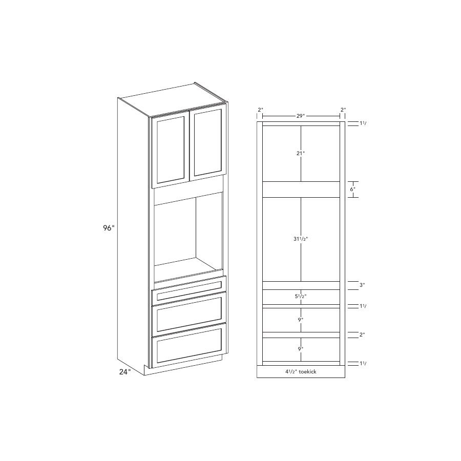 Shaker Sky OC339624 cabinet layout diagram