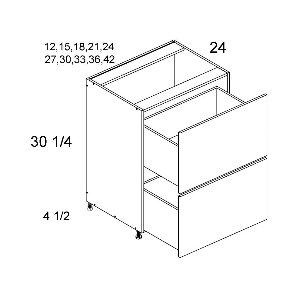 Cabinet diagram — Two Drawer Base Cabinet – 2DB18