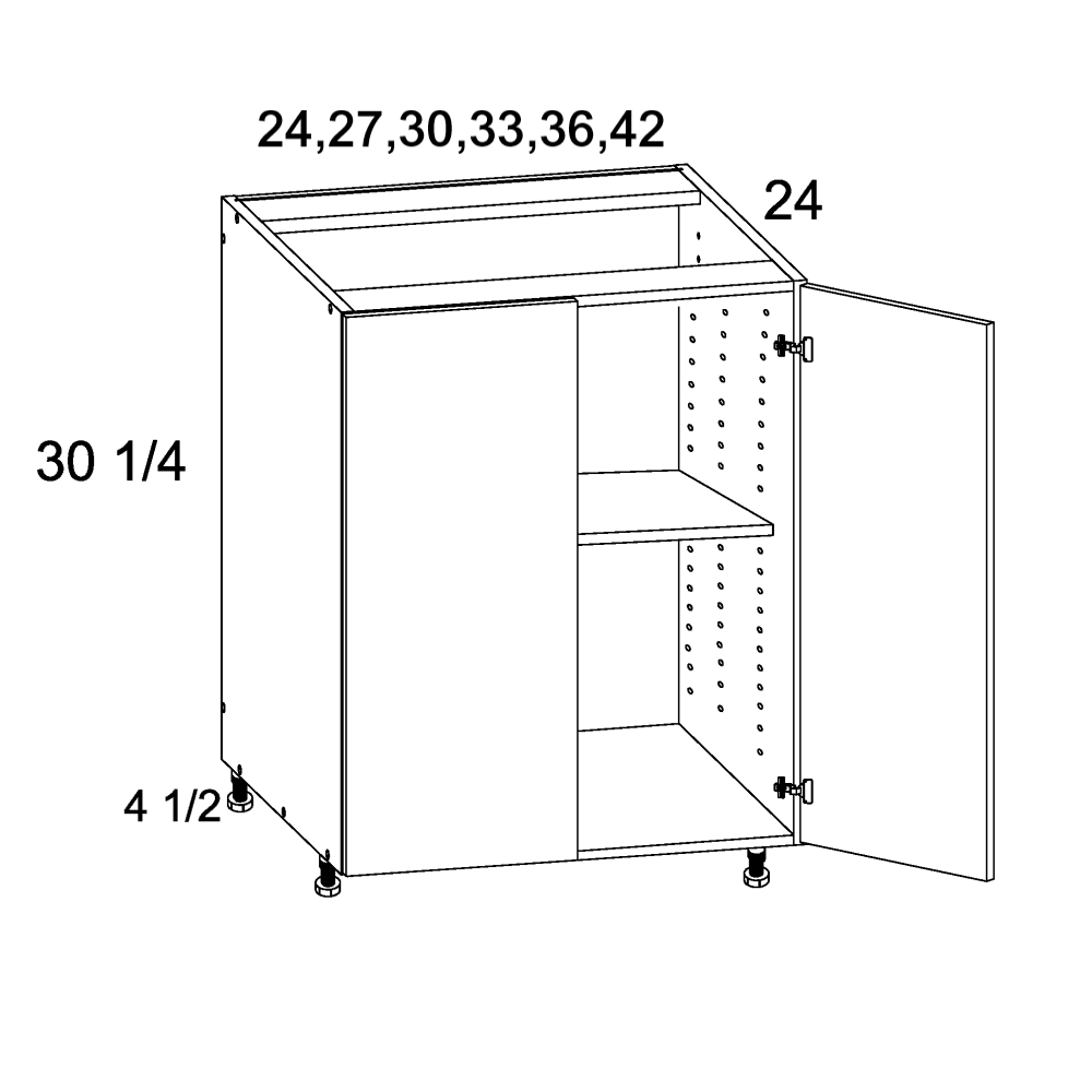 Cabinet diagram — Full Height Two Door Base Cabinet – B36FH