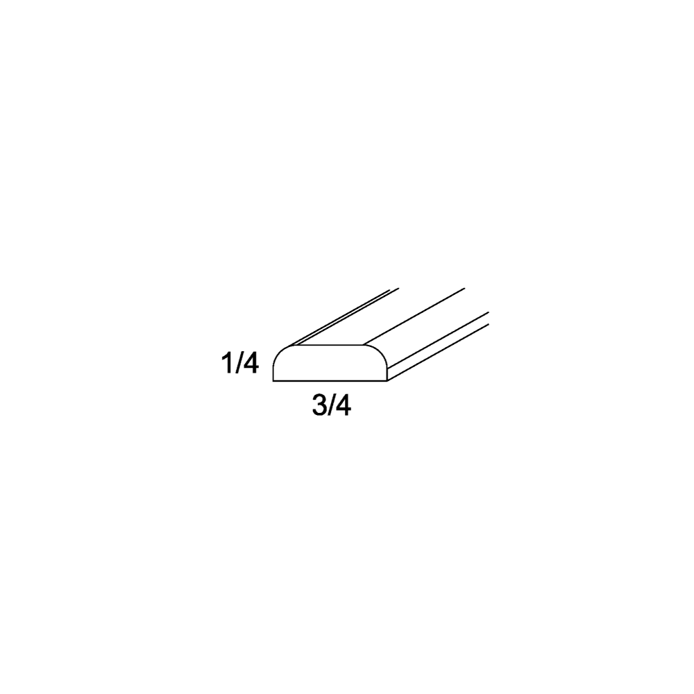 Batten Moulding diagram, 96"W x 1/4"H x 3/4"D