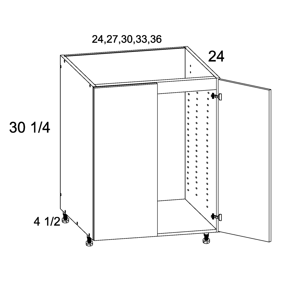 Cabinet diagram — Full Height Double Door Sink Base – SB30FH