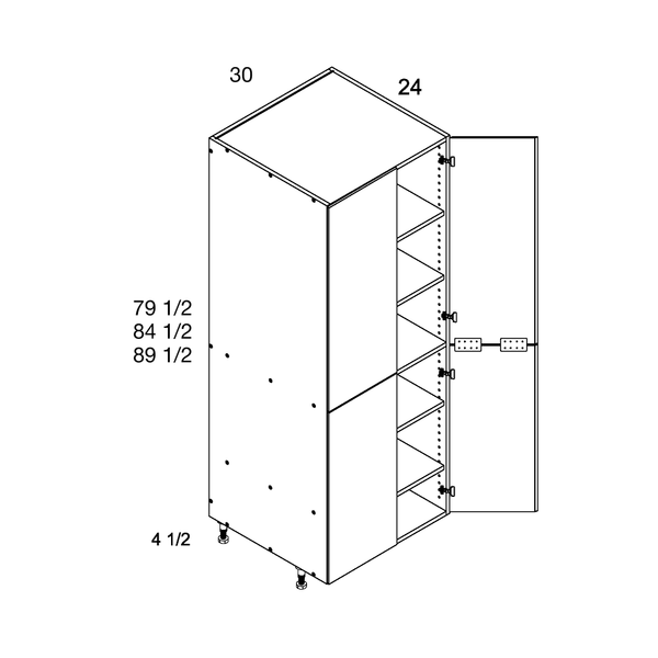 Cabinet component diagram — Tall Cabinet 30"W X 89" X 24"D