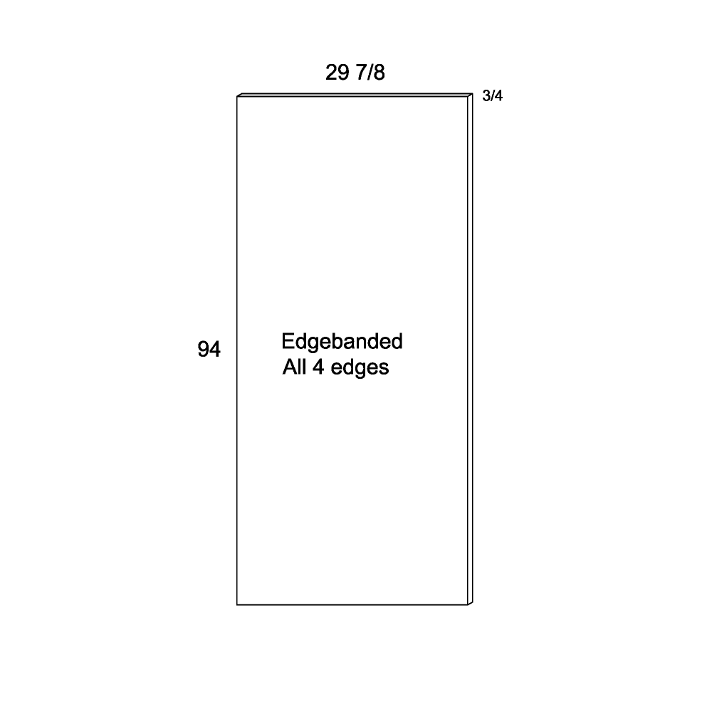 Tall Overlay Panel diagram, 29-7/8"W x 96"H x 3/4"D