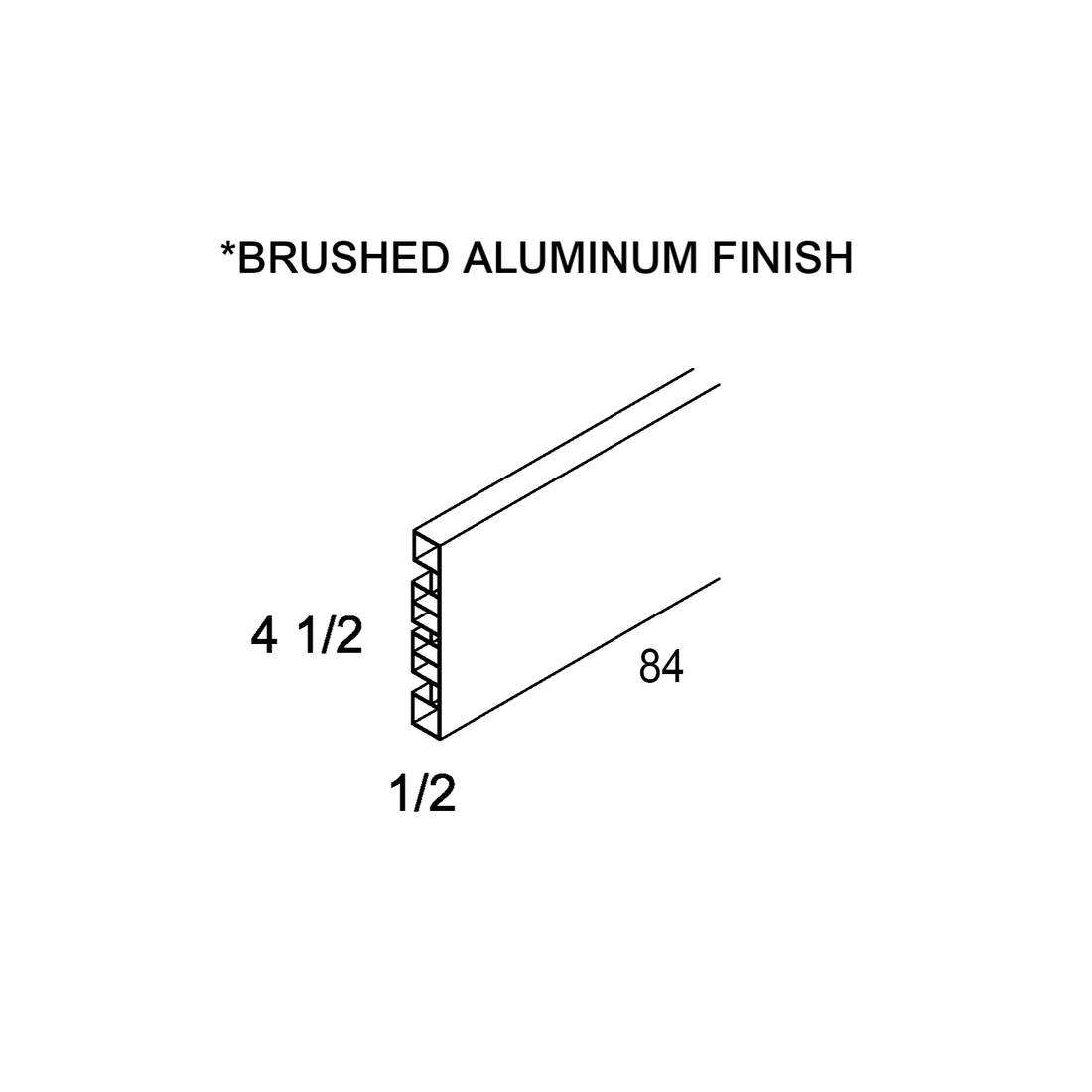 Cut to 84" Silver PVC Toe Kick diagram