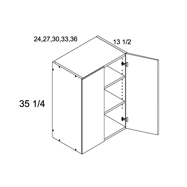 Cabinet diagram — Double Door 35 in High Wall Cabinet – W2735