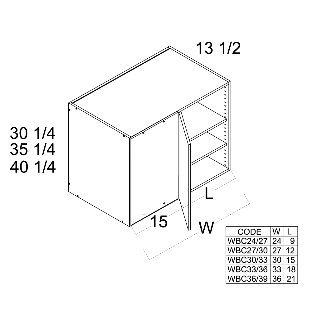 Cabinet diagram — Wall Cabinet – WBC36/3935