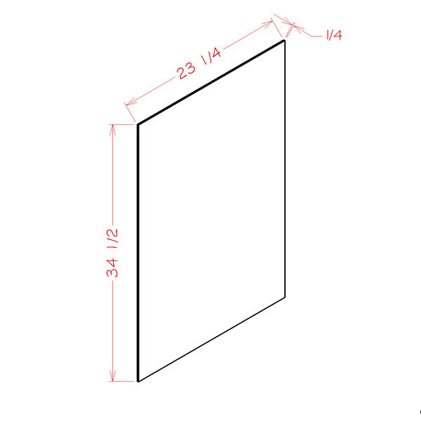 ANTIQUE WHITE BASE SKIN PANEL - 23-1/4"W X 34-1/2"H X 1/4"D (SA, CW) – Antique White-BSV diagram