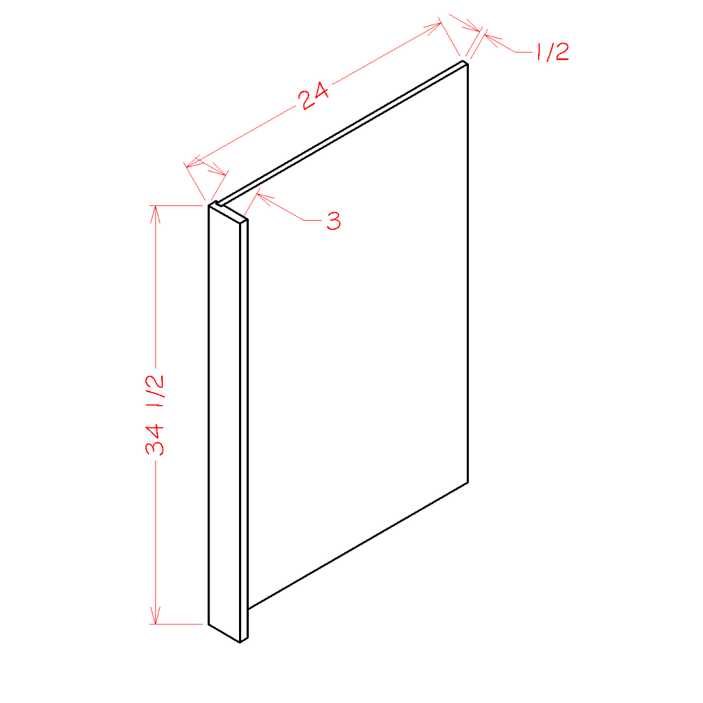 Dishwasher Return Panel cabinet diagram, Shaker Cinder Cinder-DWR3