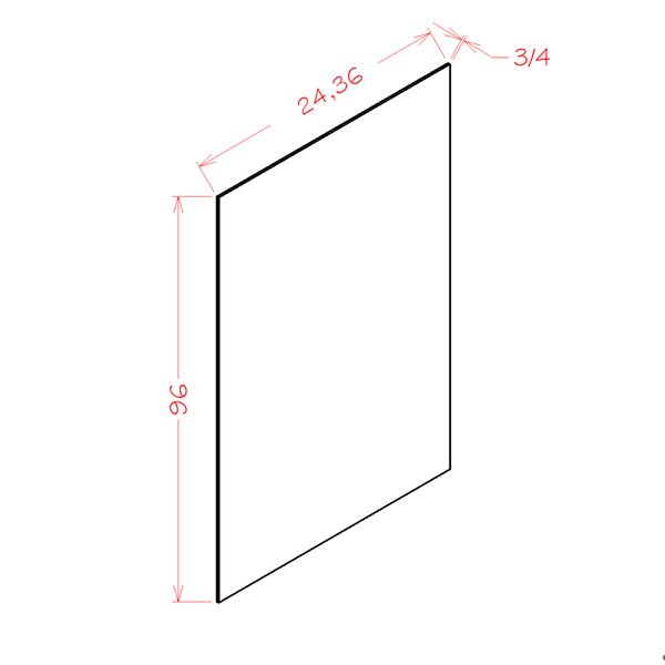 ANTIQUE WHITE SHELF BOARD - 24"W X 96"H X 3/4"D (SA, CW) – Antique White-S2496 diagram