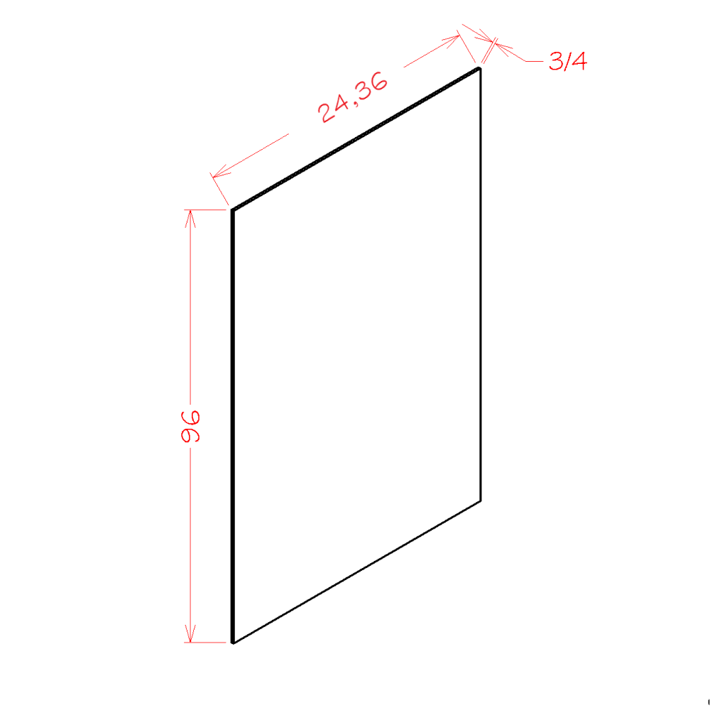 Finished Shelf Board cabinet diagram, Shaker Cinder Cinder-S2496