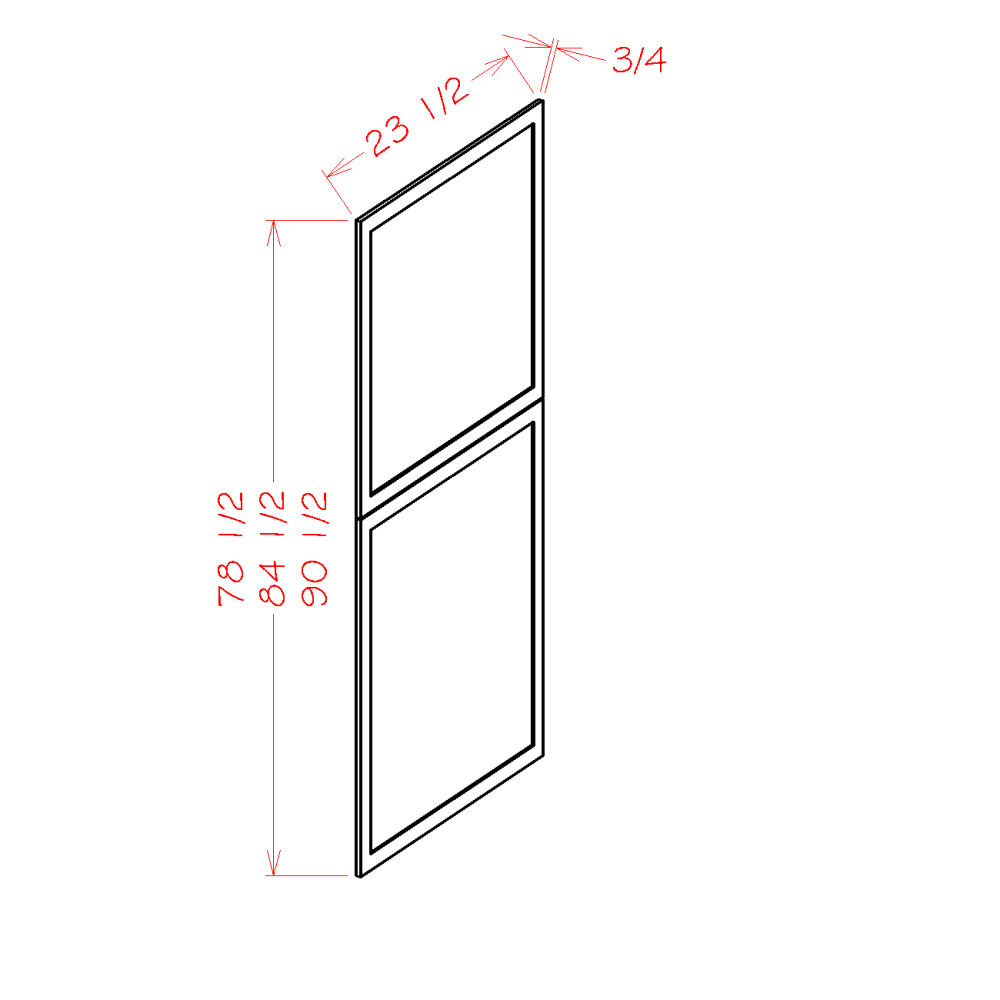 Tall Decorative End Panels cabinet diagram, Shaker Black SB-TDEP2484