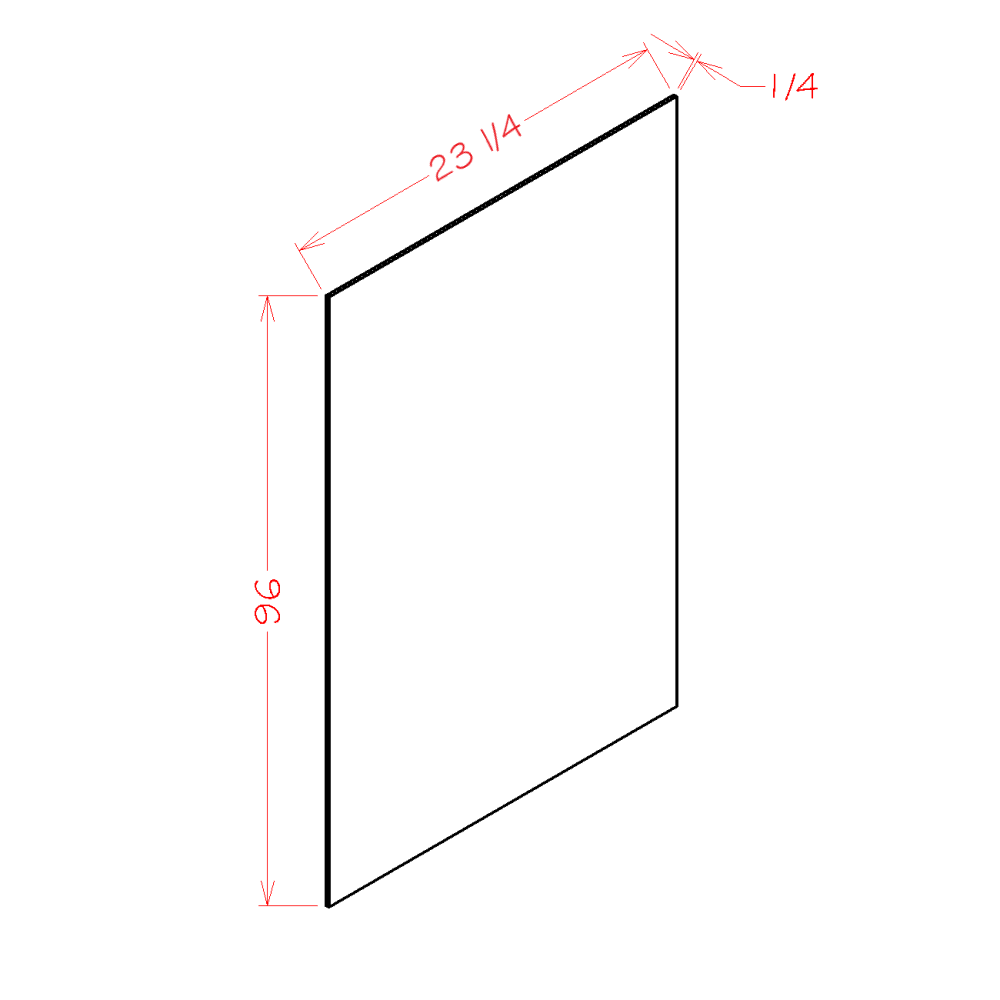 Sage Tall Skin Panel - 23-1/4"W x 96"H x 1/4"D — cabinet dimension diagram