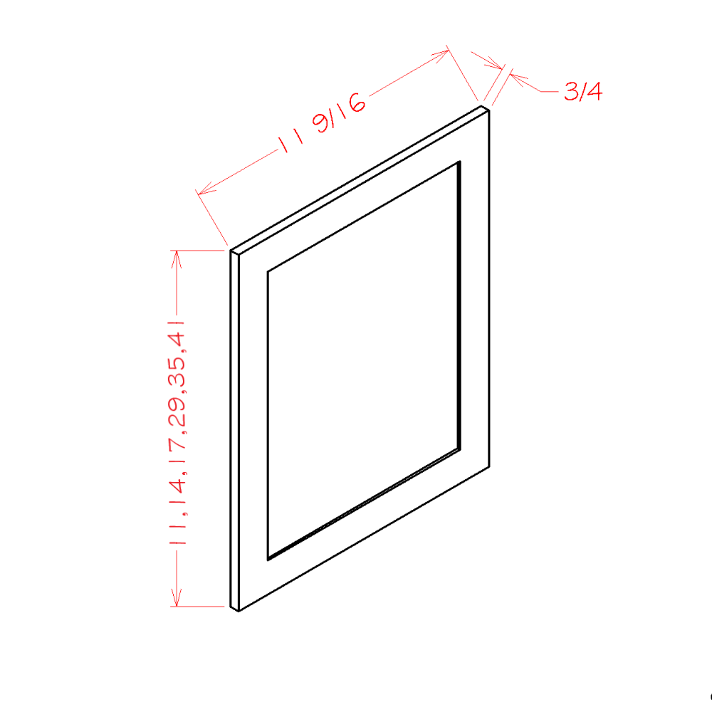 Wall Decorative End Panels cabinet diagram, Shaker Dove SD-WDEP1215