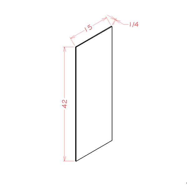 ANTIQUE WHITE WALL SKIN PANEL - 15"W X 42"H X 1/4"D (SA, CW) – Antique White-WSV42 diagram
