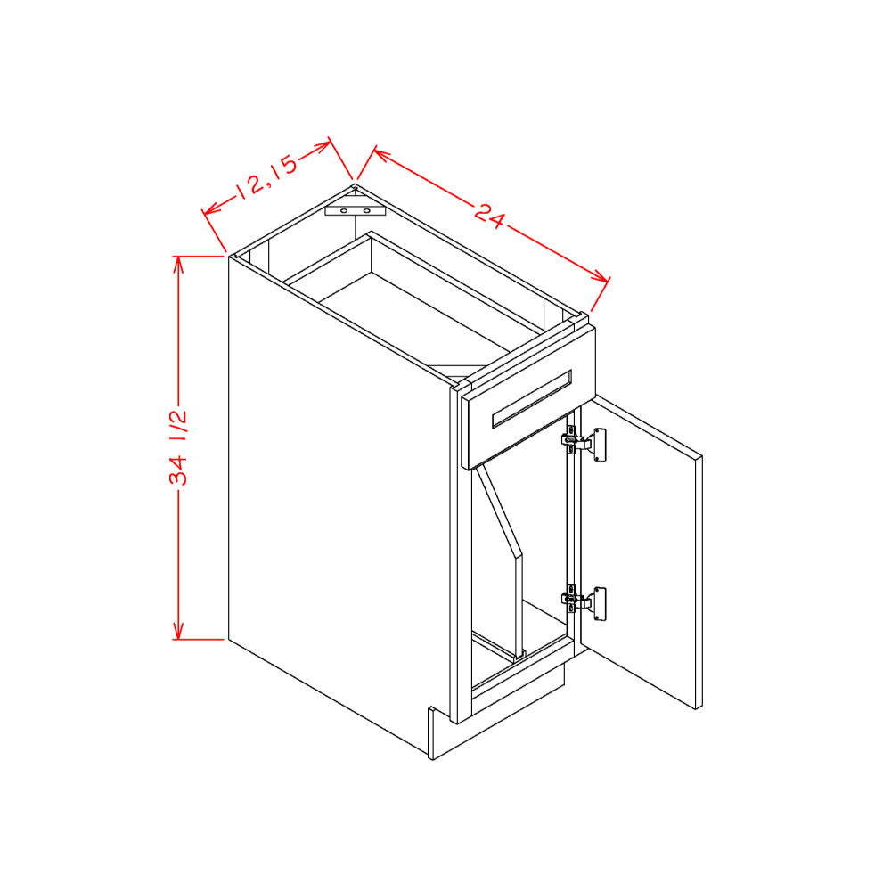 Tray Divider Base Kits cabinet diagram, Shaker Cinder SC-B15TD