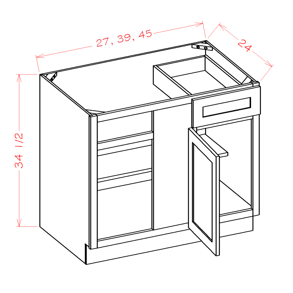 Blind Bases cabinet diagram, Shaker Cinder SC-BBC45