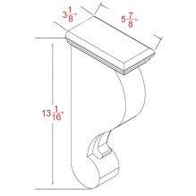 SHAKER GREY CORBEL - 3-1/8"W X 13-1/16"H X 5-7/8"D – Grey-CBT cabinet diagram