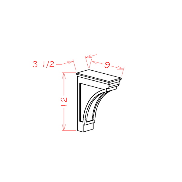 Essence Oak Modern Corbel - 3-1/2"W x 12"H x 9"D
