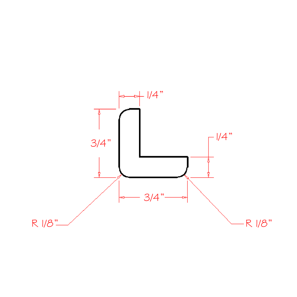 Outside Corner Moulding CUT84 cabinet diagram, Shaker Dove Dove-OCM:Cut84