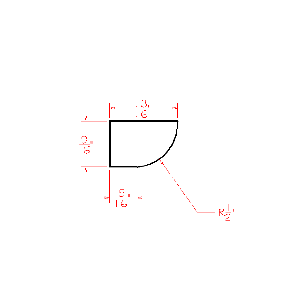 ANTIQUE WHITE SHOE MOULDING - 96"W X 3/4"H X 1/2"D (SA, CW) – Antique White-SHM diagram