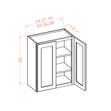 Shaker Sky SS-W3336 representative wall cabinet diagram, 33 W × 36 H × 12 D inches, two doors, 2 adjustable shelves