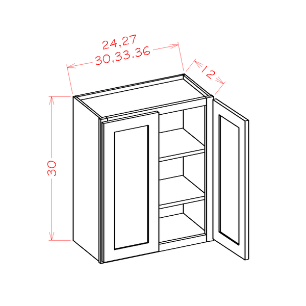 Haven Sage-W2730 - Double Door Wall Cabinet — cabinet dimension diagram