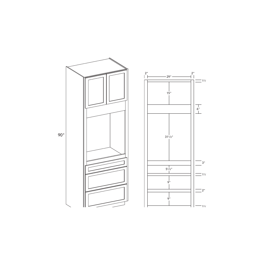 Shaker Sky OC339024 cabinet layout diagram