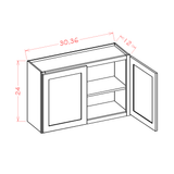 Representative W3624 framed Shaker cabinet configuration diagram; verify dimensions and finish before ordering