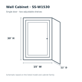 Shaker Sky SS-W1530 cabinet schematic, 15 by 30 by 12 inches